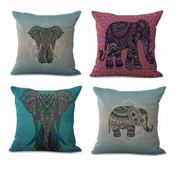 Other - Elephant Pattern Square Pillow Covers 4PC